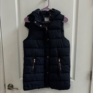 Ci Sono Dark Blue Quilted Vest with Gold Accents